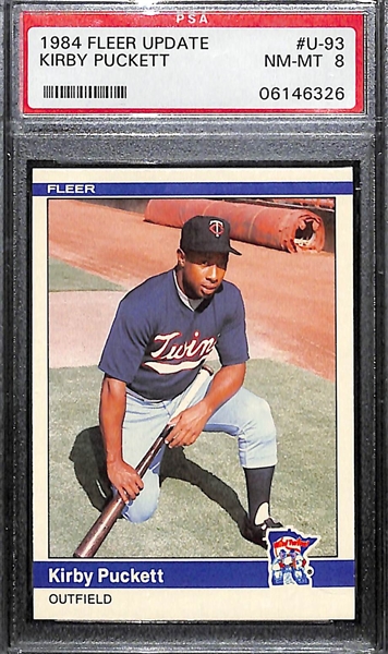 1984 Fleer Update Kirby Puckett Rookie #U-93 Graded PSA 8 NM-MT