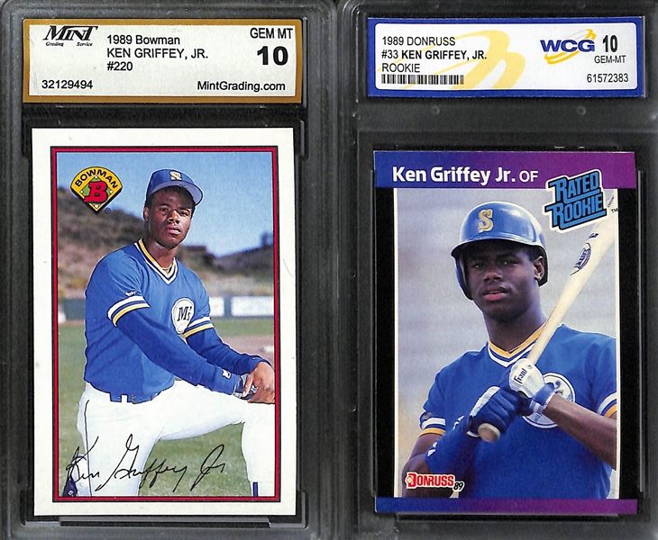 (11) Graded Baseball Rookies w. (2) Topps Traded Griffey Jr. PSA 9, 2 More Griffey Jr. (Donruss/Bowman), 2 Maddux, Piazza, 2 Ichiro, Randy Johnson, S. Sosa