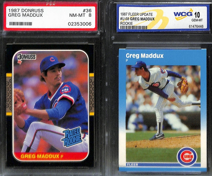 (11) Graded Baseball Rookies w. (2) Topps Traded Griffey Jr. PSA 9, 2 More Griffey Jr. (Donruss/Bowman), 2 Maddux, Piazza, 2 Ichiro, Randy Johnson, S. Sosa