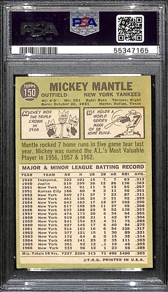 1967 Topps Mickey Mantle #150 Graded PSA 7