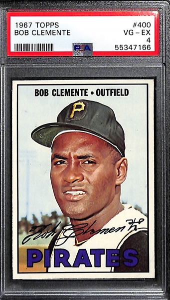 1967 Topps Roberto Bob Clemente #400 PSA 4 and Hank Aaron #250 PSA 5