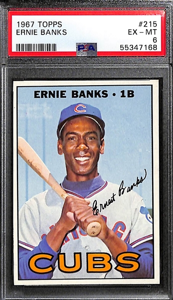 1967 Topps Lot - Ernie Banks #215 PSA 6 and Eddie Mathews #166 PSA 4