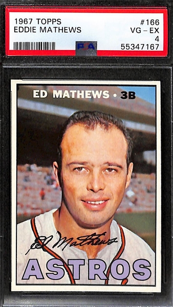 1967 Topps Lot - Ernie Banks #215 PSA 6 and Eddie Mathews #166 PSA 4