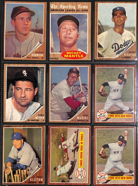 Lot of (170) Assorted 1962-1966 Topps Baseball Cards w. 1962 Sandy Koufax