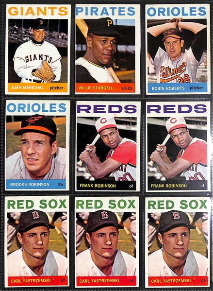 Lot of (500+) Assorted 1964 Topps Baseball Cards w. Carl Yastrzemski x5 & Willie Stargell (2nd year)