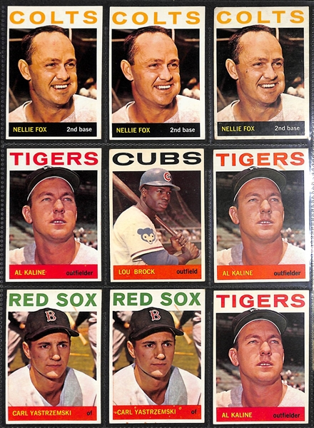 Lot of (500+) Assorted 1964 Topps Baseball Cards w. Carl Yastrzemski x5 & Willie Stargell (2nd year)