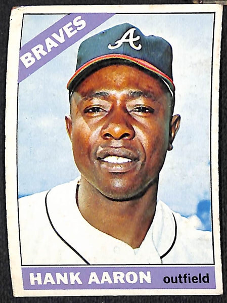 Lot of Approximately (400) Assorted 1966 Topps Baseball Cards w. Hank Aaron & Ferguson Jenkins RC x2