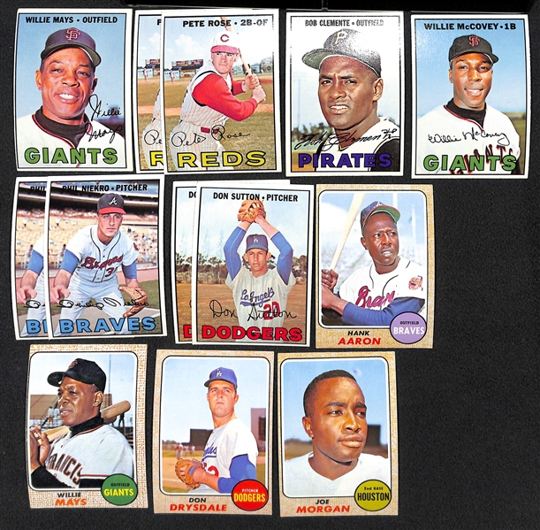 Lot of (250+) 1967-68 Topps Baseball Cards w. 1967 Willie Mays & 1967 Pete Rose x2