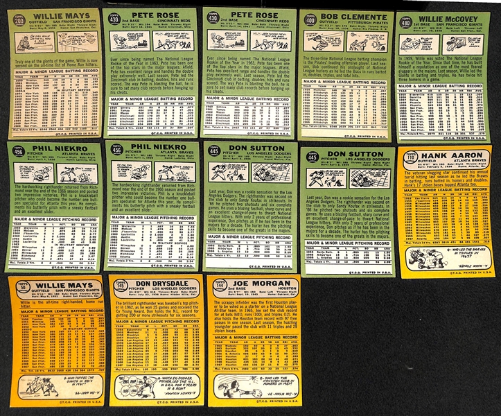 Lot of (250+) 1967-68 Topps Baseball Cards w. 1967 Willie Mays & 1967 Pete Rose x2