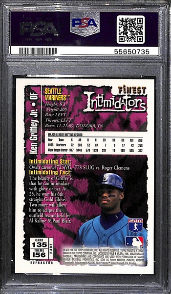 1996 Topps Finest Ken Griffey Jr. Refractor Graded PSA 8 NM-MT