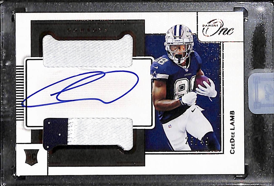 2020 Football Rookie Patch Autograph Lot - Panini One CeeDee Lamb #ed/49, Plates & Patches D'Andre Swift, Panini One Laviska Shenault Jr. #ed/99