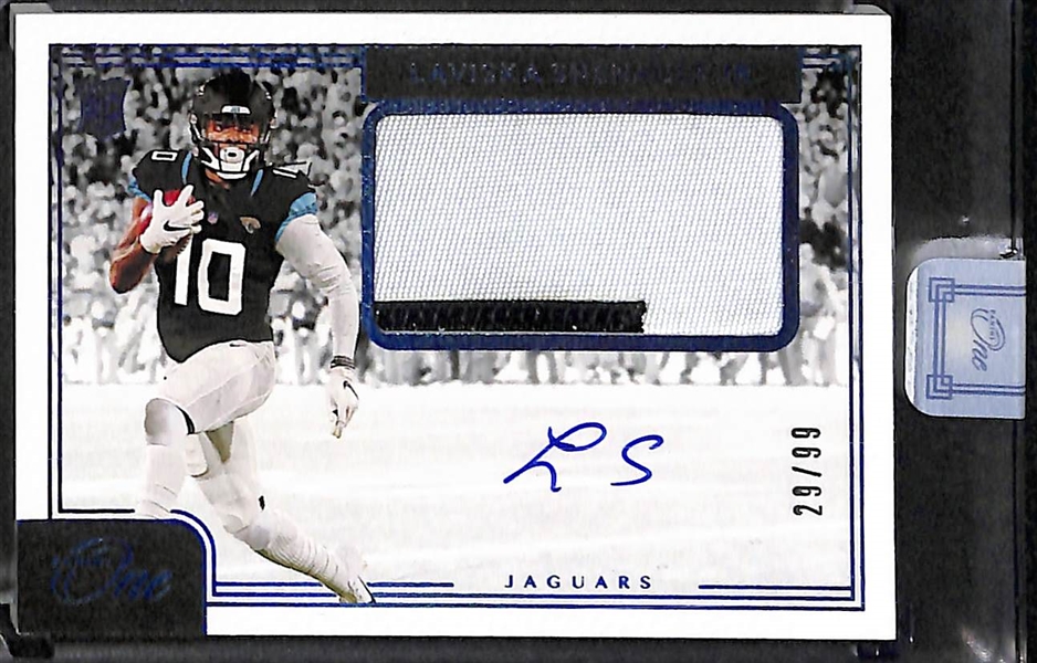 2020 Football Rookie Patch Autograph Lot - Panini One CeeDee Lamb #ed/49, Plates & Patches D'Andre Swift, Panini One Laviska Shenault Jr. #ed/99