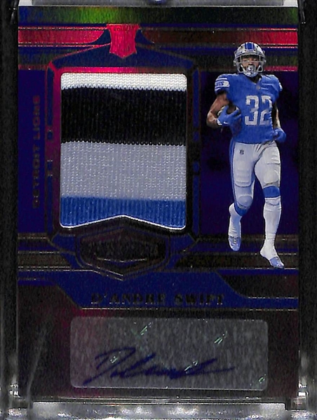 2020 Football Rookie Patch Autograph Lot - Panini One CeeDee Lamb #ed/49, Plates & Patches D'Andre Swift, Panini One Laviska Shenault Jr. #ed/99