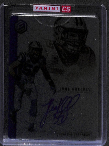 2020 Football Autograph Lot - Tee Higgins Rookie Patch Autograph, Luke Kuechly Panini One (#ed/10) & Luke Kuechly Elements