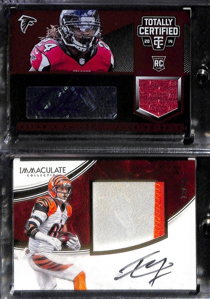 Lot of (10) Autographed Football Cards w. Curtis Martin Patch #24/25, Thurman Thomas Patch #4/5, Jordan Love Contenders Draft College Ticket #8/11