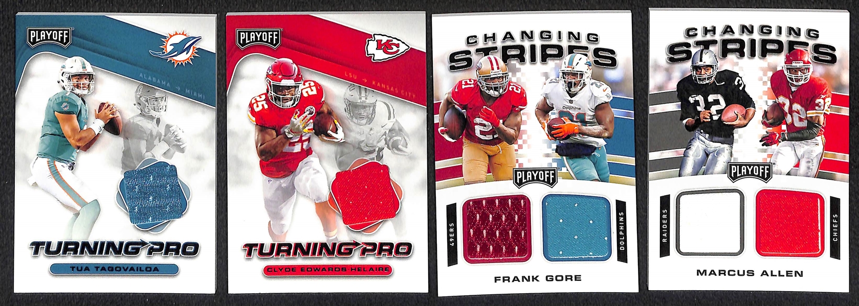 Lot of (11) Football Jersey/Patch Cards w. Burrow Rookie,  Herbert Rookie, Stafford Patch, DK Metcalf, Tua Tagovailoa Rookie, +