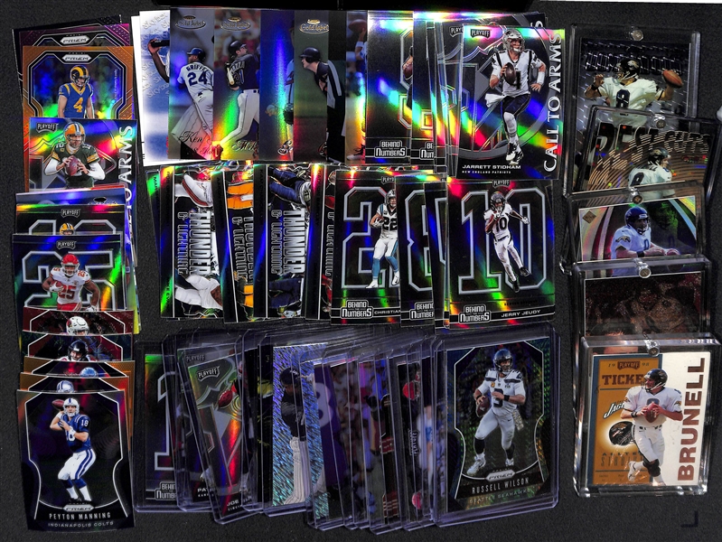 Over (65) Sports Cards (Most Football) Inc. Inserts, Short Prints, Stars, Rookies - Inc. Burrow, Mahomes, Brady, Marino, +