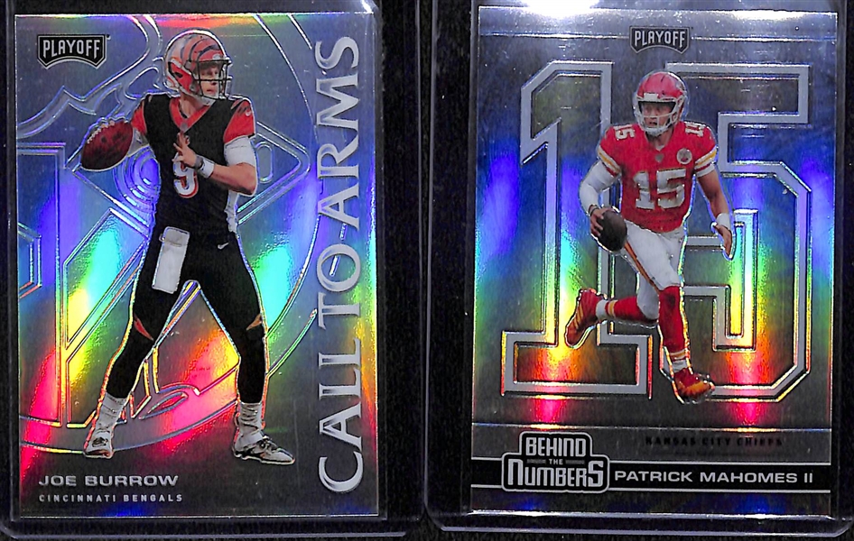Over (65) Sports Cards (Most Football) Inc. Inserts, Short Prints, Stars, Rookies - Inc. Burrow, Mahomes, Brady, Marino, +