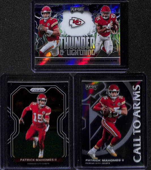 Over (65) Sports Cards (Most Football) Inc. Inserts, Short Prints, Stars, Rookies - Inc. Burrow, Mahomes, Brady, Marino, +