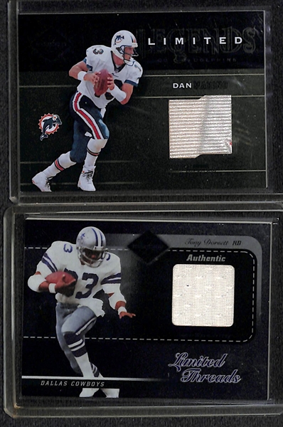 (16) Football Cards inc. 3 Printing Plates (#ed 1/1 - w. Stefon Diggs Patch) and 13 Jersey Cards (w. Marino, Dorsett, P. Manning, E. Manning, Tarkenton, Marquise Brown