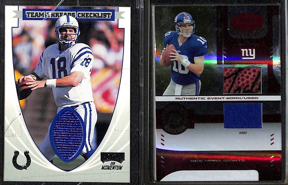 (16) Football Cards inc. 3 Printing Plates (#ed 1/1 - w. Stefon Diggs Patch) and 13 Jersey Cards (w. Marino, Dorsett, P. Manning, E. Manning, Tarkenton, Marquise Brown