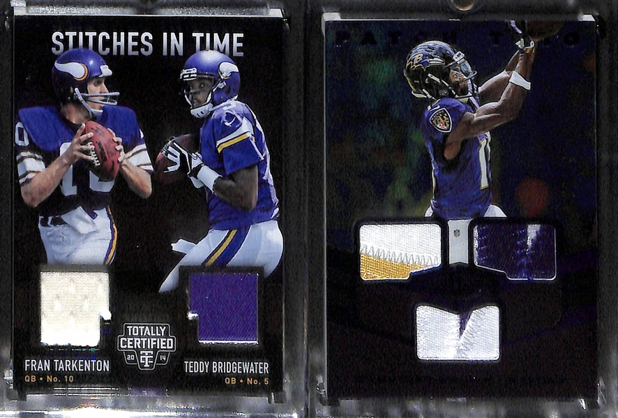(16) Football Cards inc. 3 Printing Plates (#ed 1/1 - w. Stefon Diggs Patch) and 13 Jersey Cards (w. Marino, Dorsett, P. Manning, E. Manning, Tarkenton, Marquise Brown