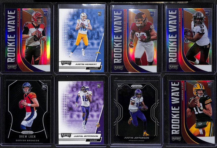 Over 80 Football Rookie Cards (Most 2019-2020) w. Joe Burrow, Justin Herbert, Chase Young, Dobbins, Lock, J. Jefferson, J. Love, +