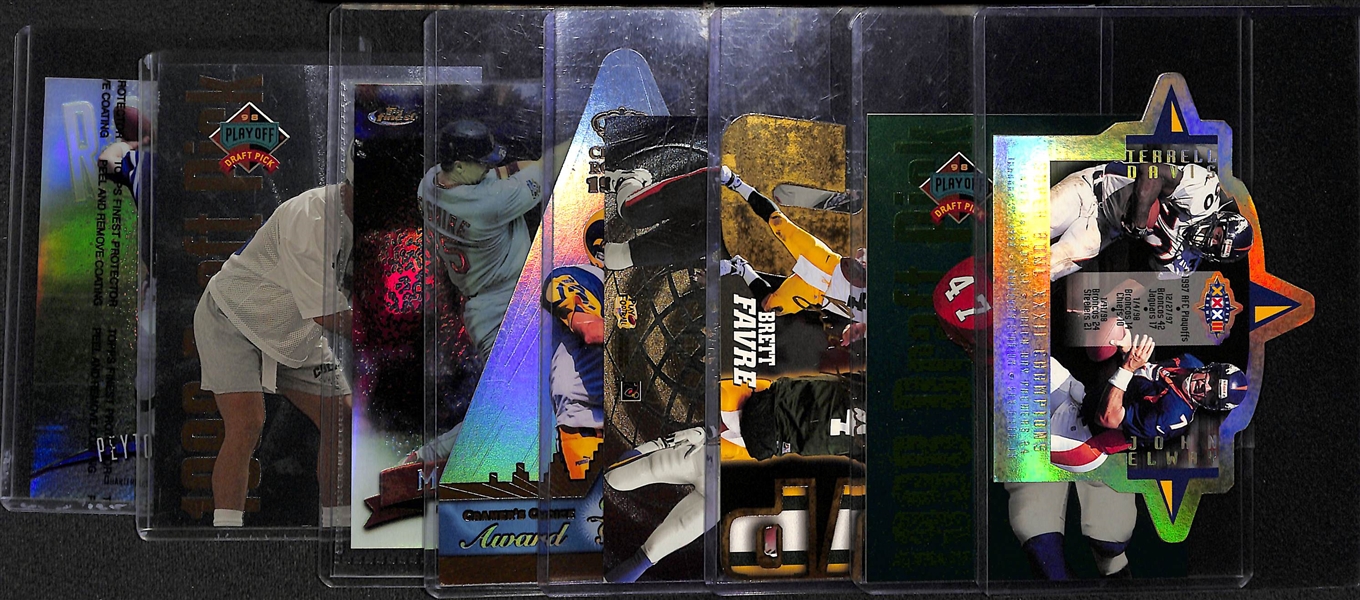 (8) Oversized Cards w. 1998 Peyton Manning Finest Rookie Refractor and Playoff Draft Pick,  1998 Mark McGwire Finest Refractor, 1999 Kurt Warner, + 