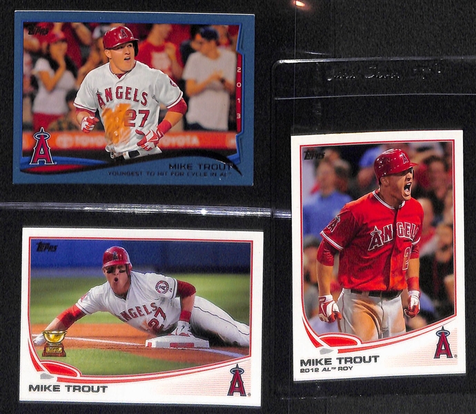 (9) Baseball Cards - (3) Kershaw w. (2) 2008 Bowman Rookies, (4) Mike Trout Cards, (2) Bryce Harper Cards