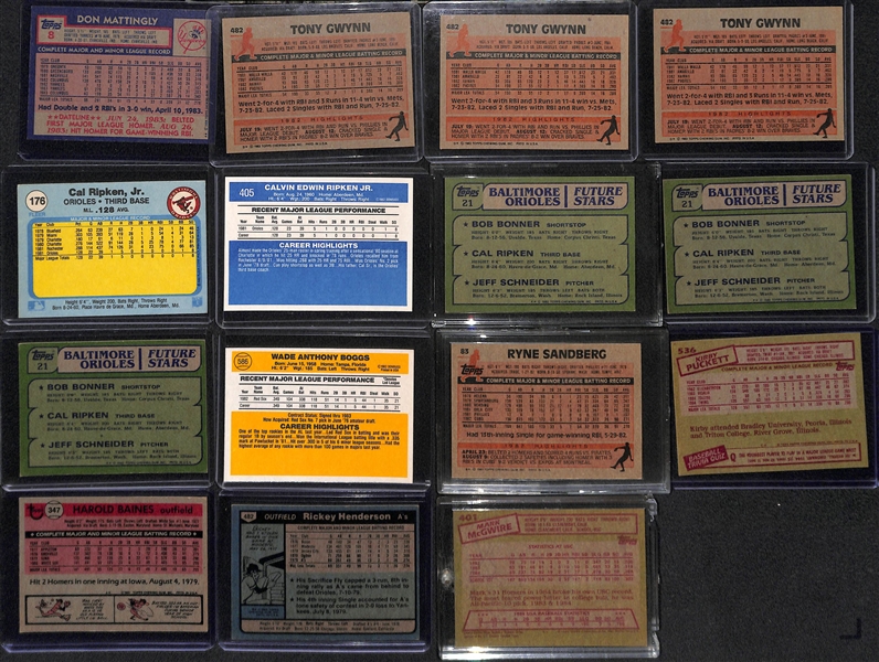 Lot of (18) 1980s Star & HOF Rookies Inc. Mattingly, Gwynn, Ripken, Boggs, Sandberg