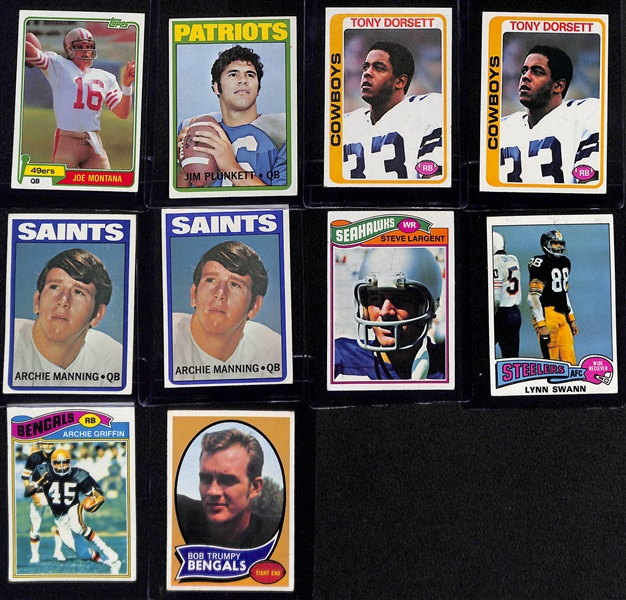 Lot of (10) Football Rookies including Joe Montana, Plunkett, Dorsett, Archie Manning