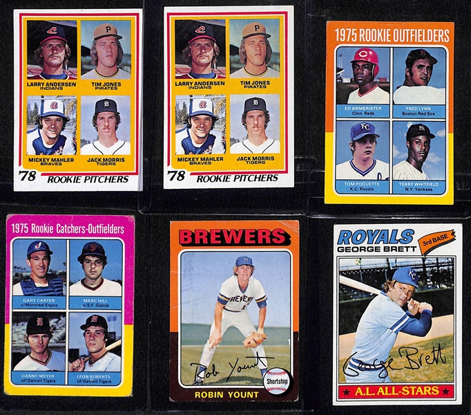 Lot of (20) 1970s Stars and Rookies Including Fisk Rookie, Hank Aaron, Nolan Ryan, George Brett