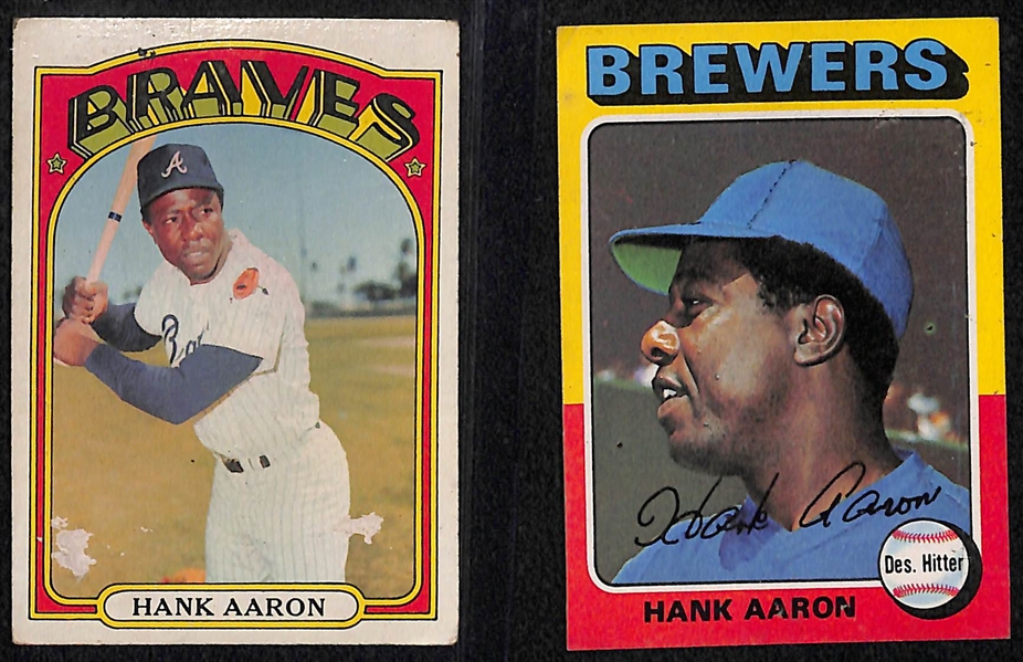 Lot of (20) 1970s Stars and Rookies Including Fisk Rookie, Hank Aaron, Nolan Ryan, George Brett