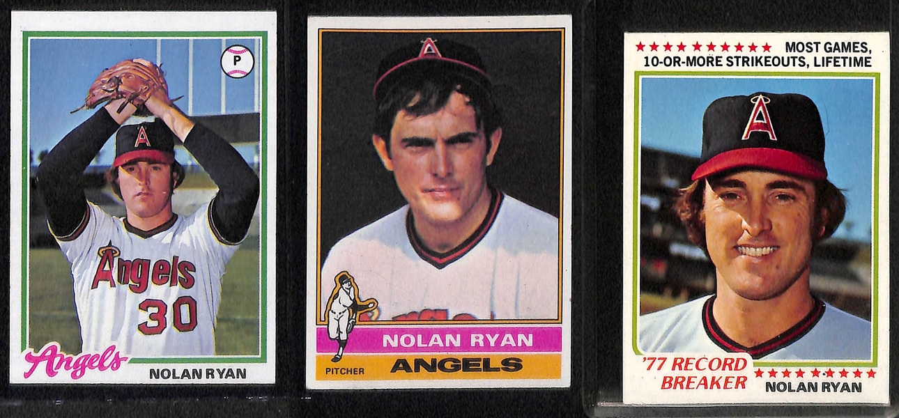 Lot of (20) 1970s Stars and Rookies Including Fisk Rookie, Hank Aaron, Nolan Ryan, George Brett
