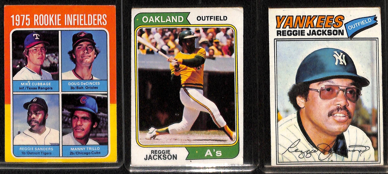 Lot of (20) 1970s Stars and Rookies Including Fisk Rookie, Hank Aaron, Nolan Ryan, George Brett