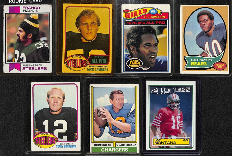  (150+) 1970s and 1980s Football Cards, lots of Stars Including Walter Payton, Montana, Sayers