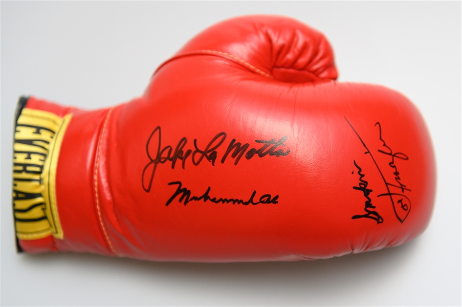 Muhammad Ali, Smokin Joe Frazier, Jake LaMotta signed Everlast Glove (Inc. Full JSA LOA)