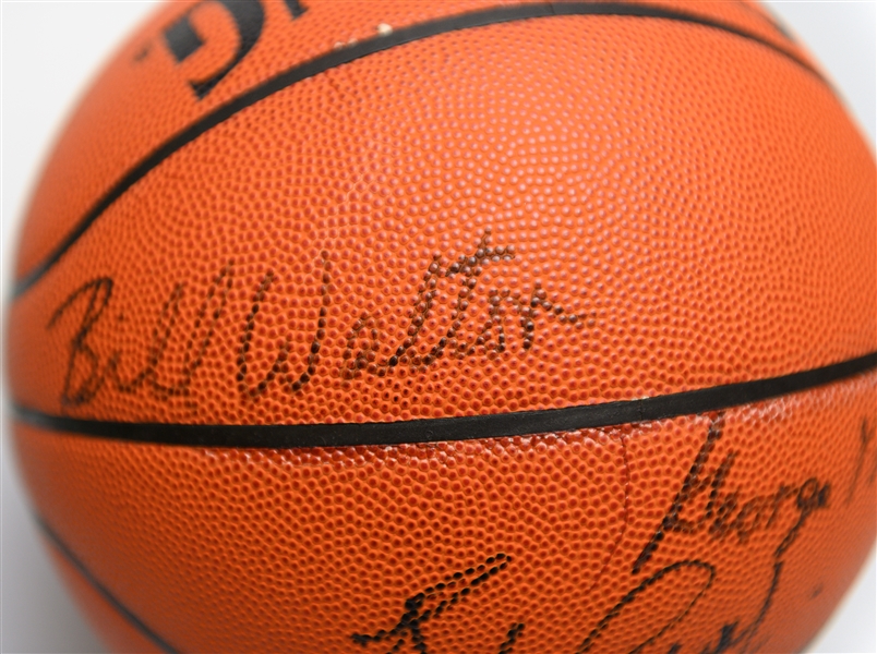 Spalding NBA Basketball HOFer-Signed By Bob Cousy, Bill Walton, & George Mikan