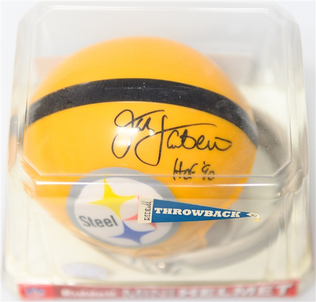 Lot of 4 Steelers Signed Mini Helmets Including Lambert, Stallworth, Bleier, Holmes - all with JSA COA
