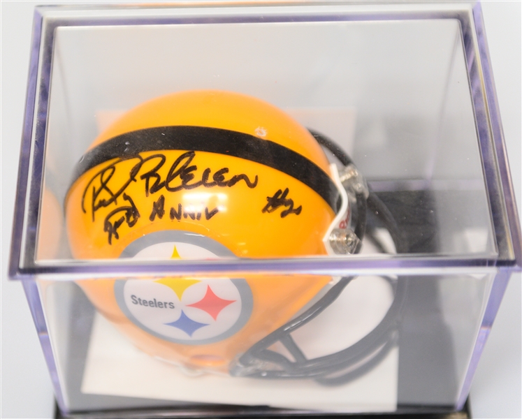 Lot of 4 Steelers Signed Mini Helmets Including Lambert, Stallworth, Bleier, Holmes - all with JSA COA