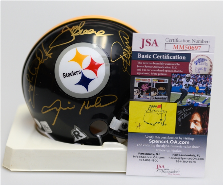 Pittsburgh Steelers Signed Steel Curtain Mini Helmet, Holmes, Greene, White, Greenwood w JSA COA