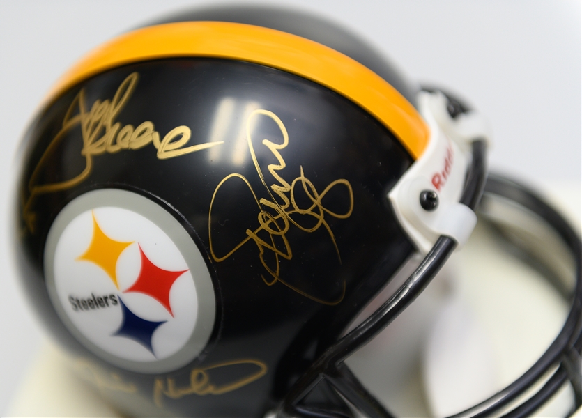Pittsburgh Steelers Signed Steel Curtain Mini Helmet, Holmes, Greene, White, Greenwood w JSA COA
