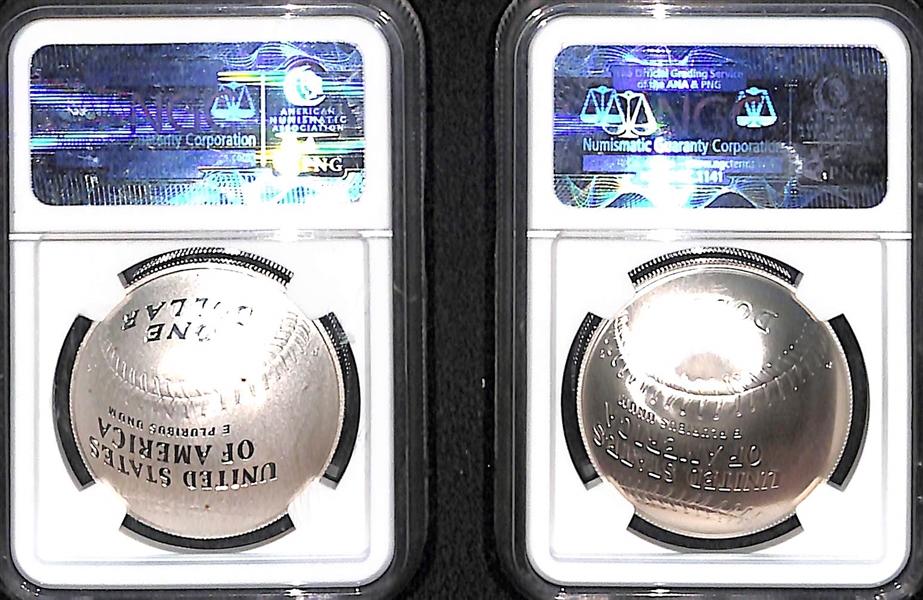 Lot of (2) - 2014 P $1 Silver Dollar Baseball HOF Coins - MS 70 & PF 70 - Tony Gwynn & Reggie Jackson