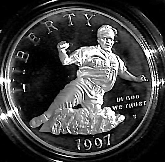 Coin Lot - Jackie Robinson Silver Dollar Comm. Coin & (4) 2014 Baseball HOF Commemorative Coins