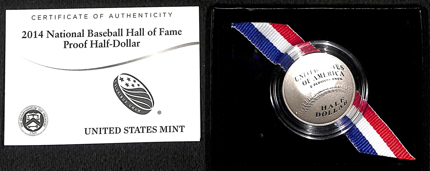 Coin Lot - Jackie Robinson Silver Dollar Comm. Coin & (4) 2014 Baseball HOF Commemorative Coins