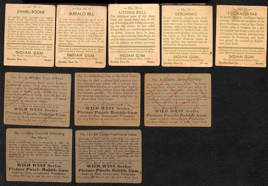 Lot of (12) 1933 Indian Goudey Gum Cards & (14) 1933 Goudey Wild West Puzzle Series (R172)