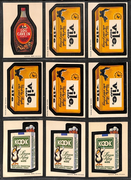 Lot of 180 Stickers & 30 Checklist Cards for 1973-1975 Topps Wacky Packs Cards