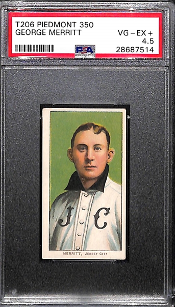 1909-11 T206 George Merritt Tobacco Card - Piedmont 350 Back - PSA 4.5