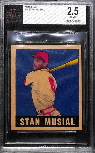 1948 Leaf Stan Musial Rookie Card #4 Graded Beckett BVG 2.5