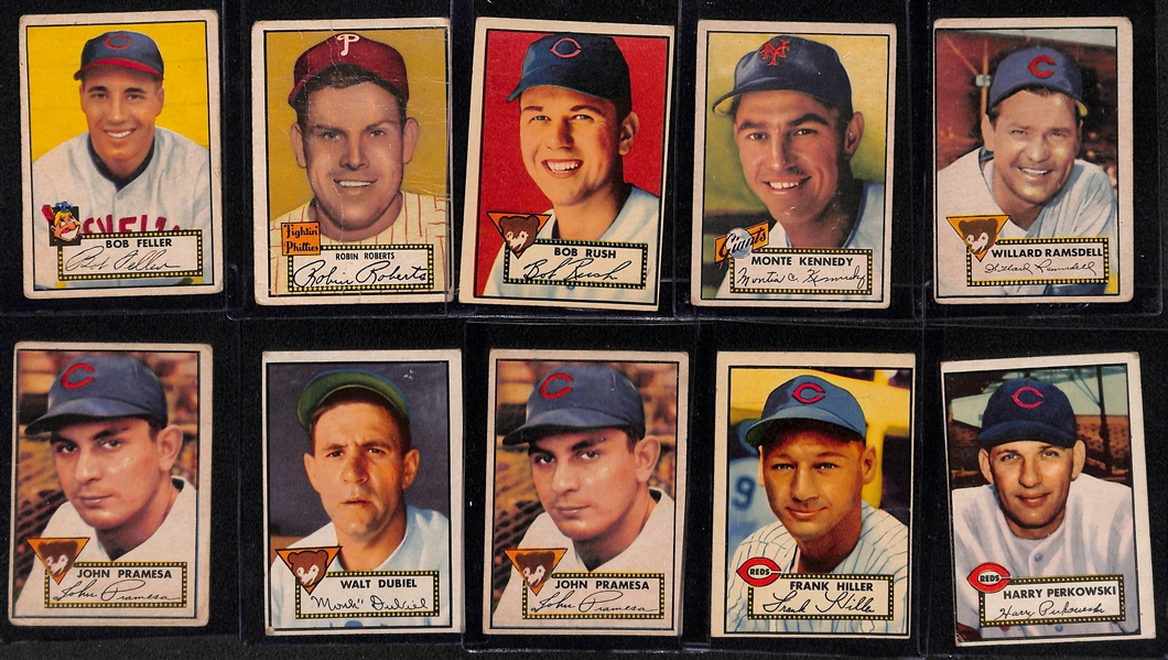 Lot of (17) 1952 Topps Baseball Cards w. Bob Feller